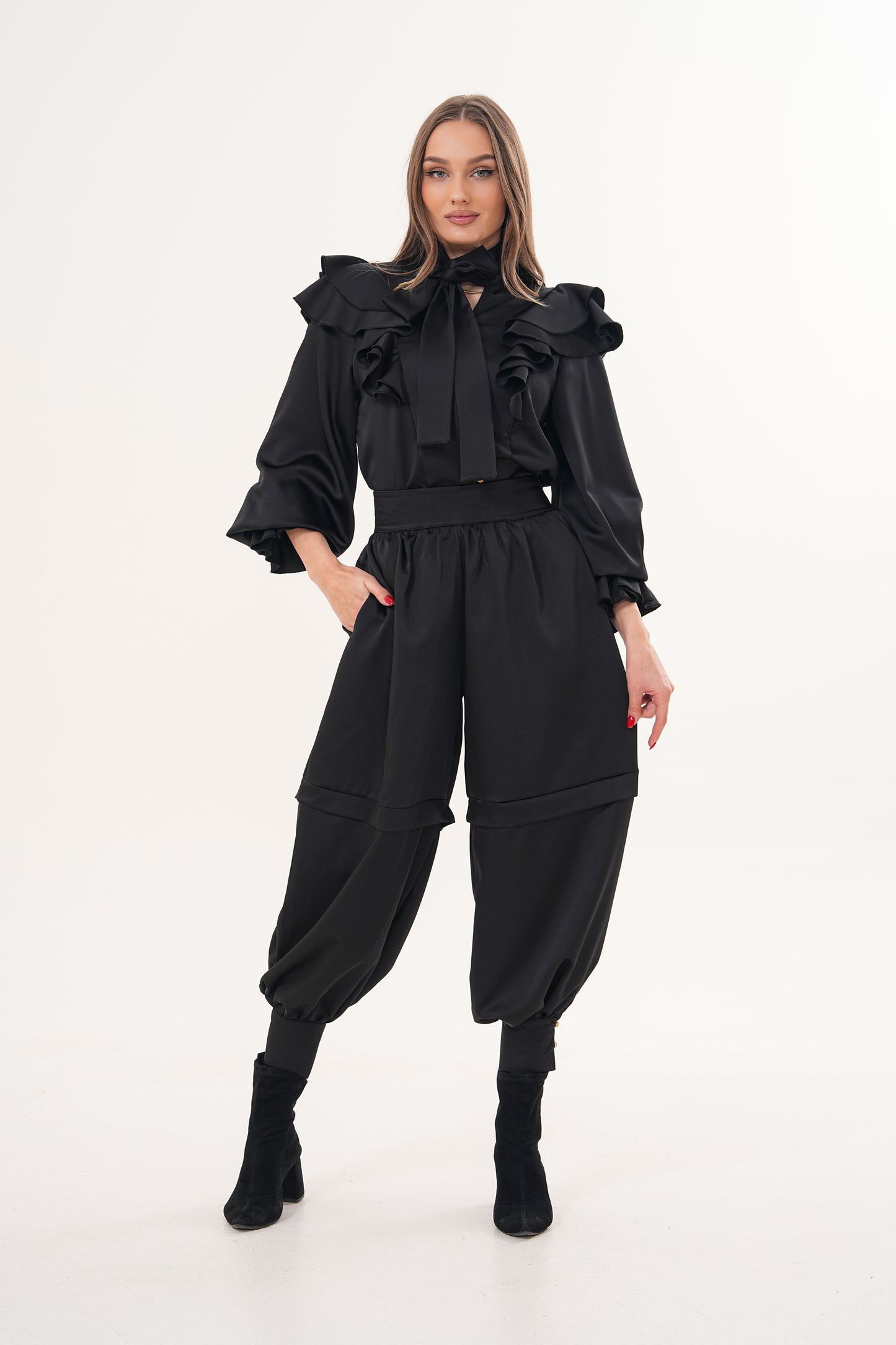 NOİR AMOUR SATEN BLUZ & ŞALVAR