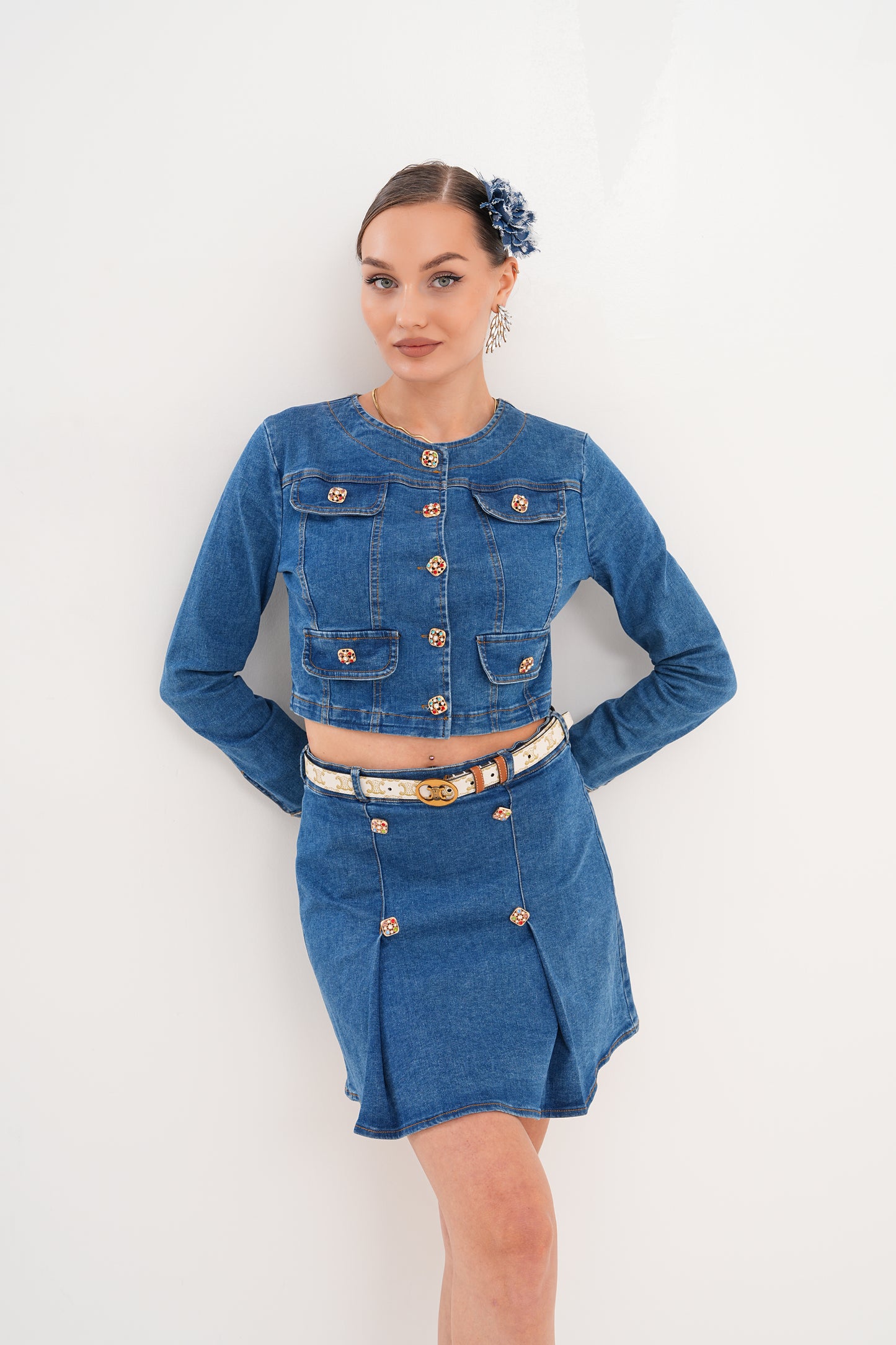 OLİVYA DENİM ETEK&CROP CEKET
