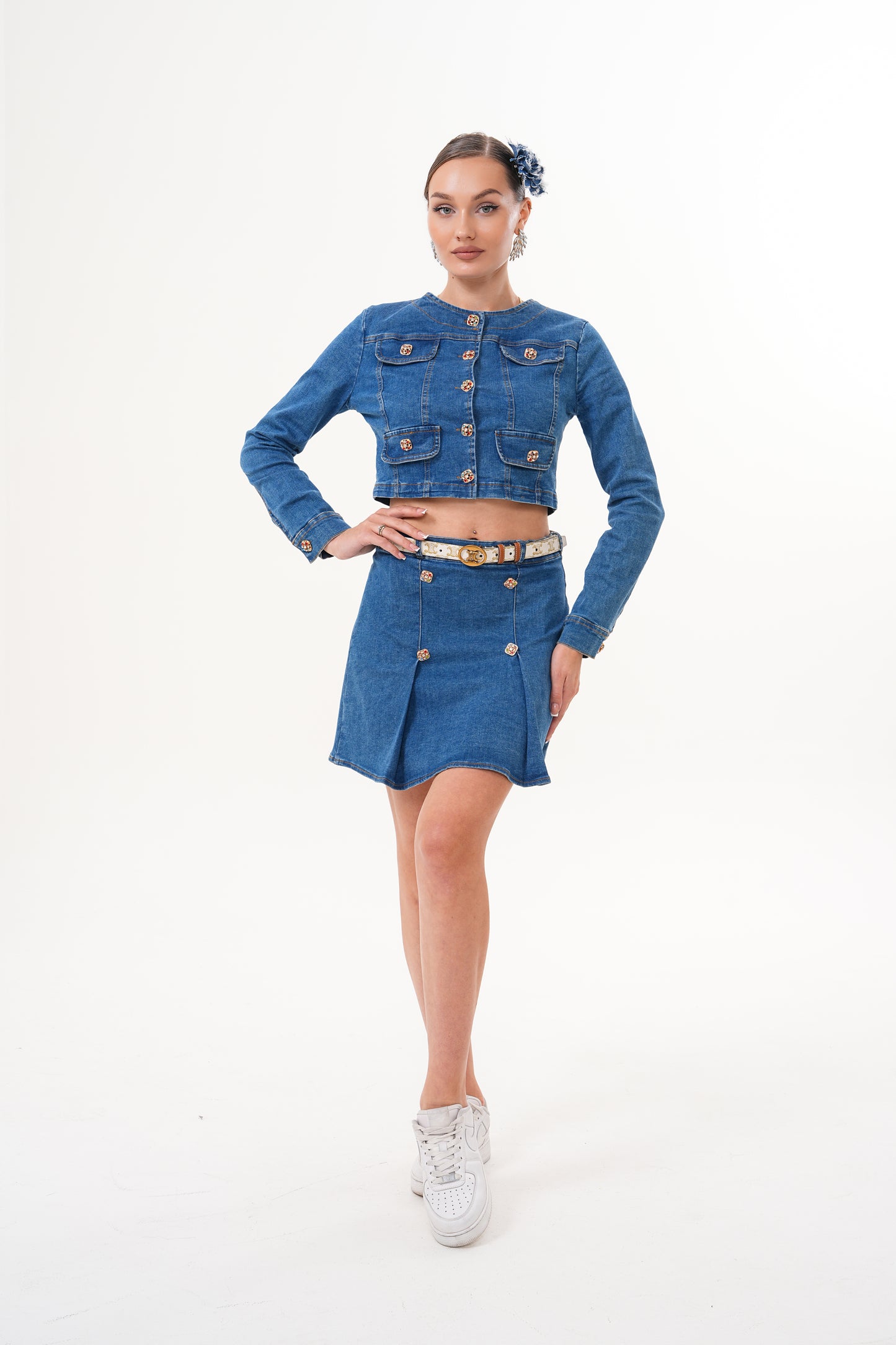 OLİVYA DENİM ETEK&CROP CEKET