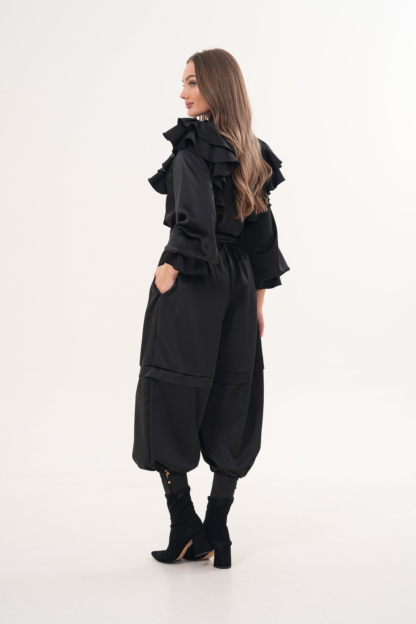 NOİR AMOUR SATEN BLUZ & ŞALVAR