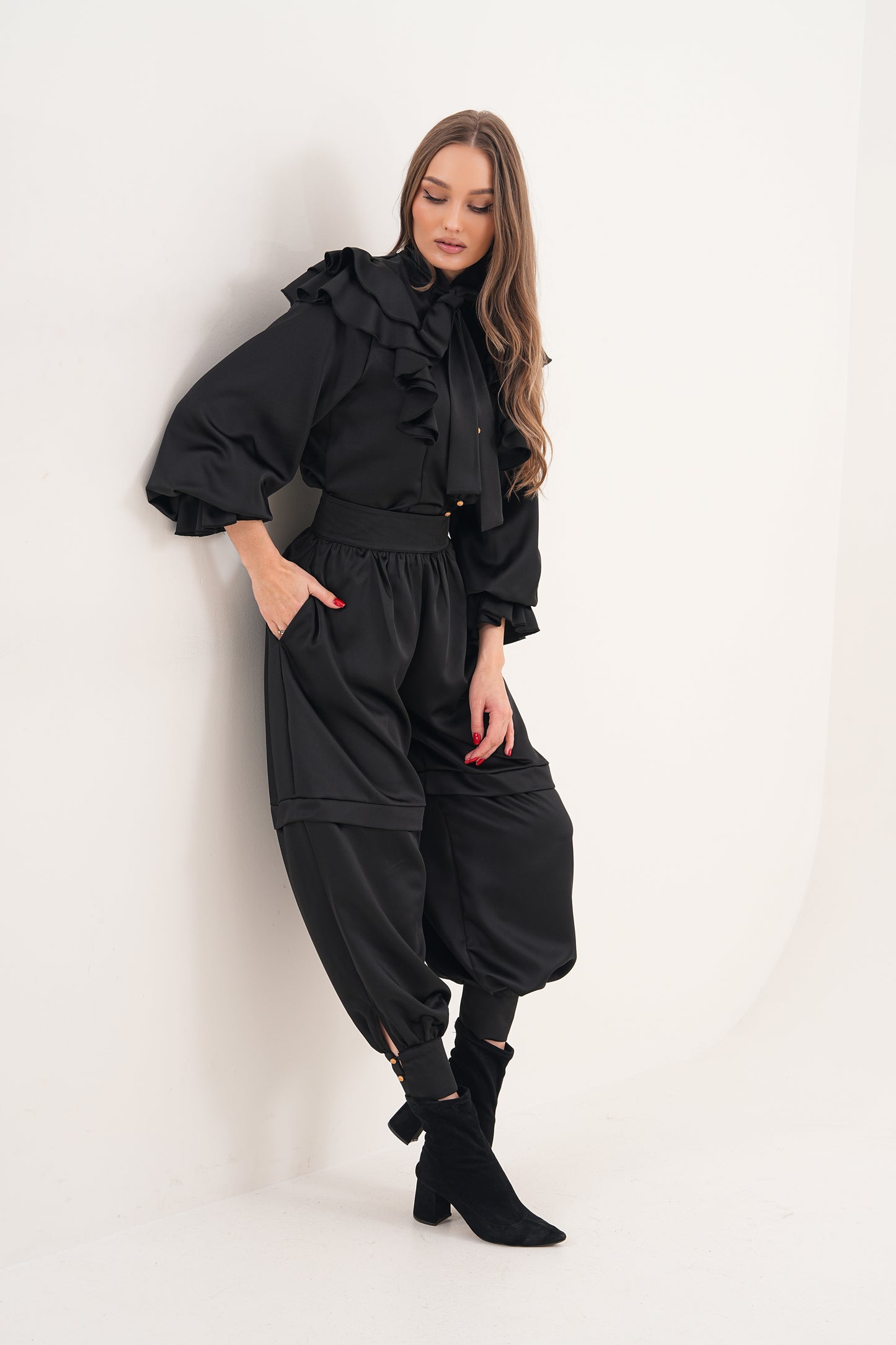 NOİR AMOUR SATEN BLUZ & ŞALVAR