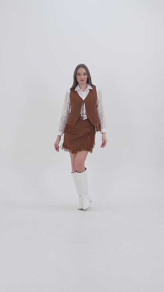 DAKOTA PÜSKÜLLÜ YELEK & ŞORT ETEK