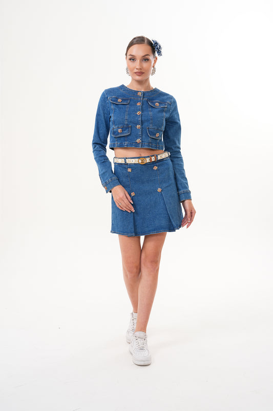 OLİVYA DENİM ETEK&CROP CEKET