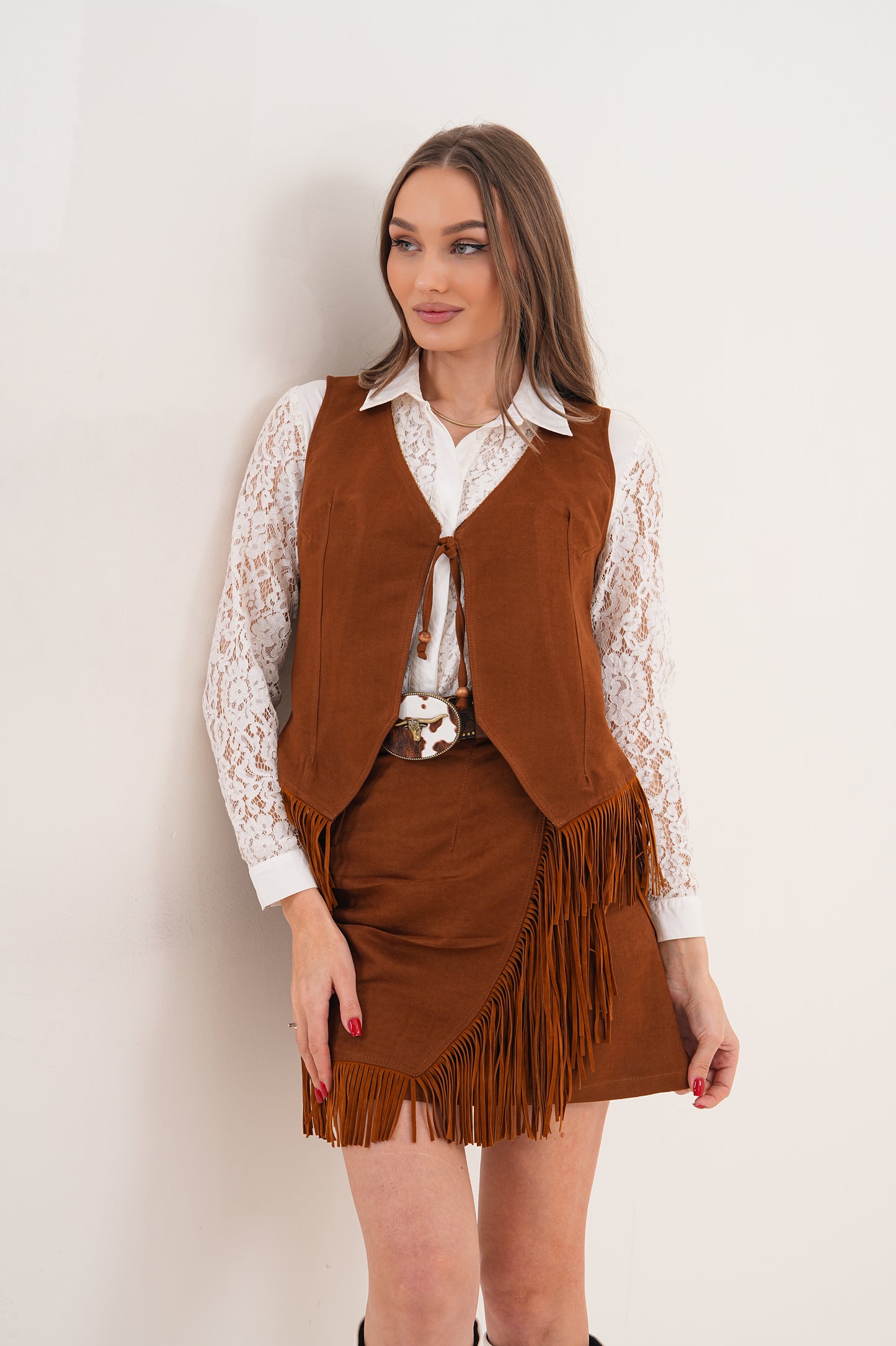 DAKOTA PÜSKÜLLÜ YELEK & ŞORT ETEK