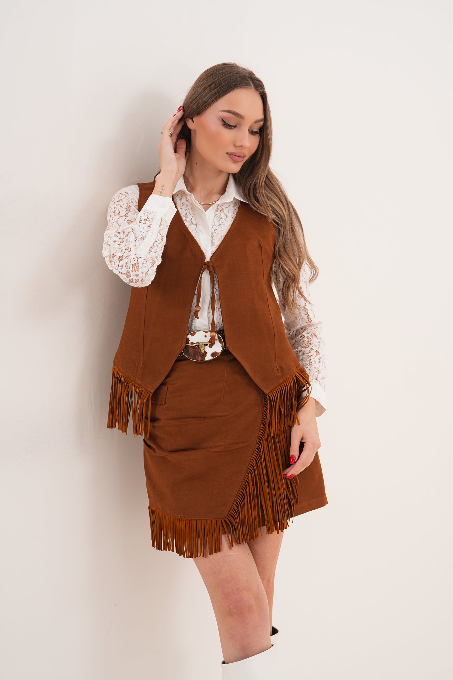 DAKOTA PÜSKÜLLÜ YELEK & ŞORT ETEK